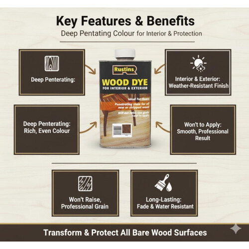 Rustins Rustins Wood Dye Medium Oak 250ml 1