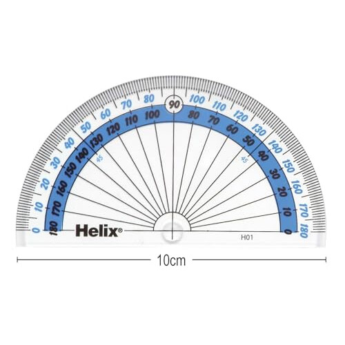 Helix 10cm 180 Degree Clear Protractor H01010 1