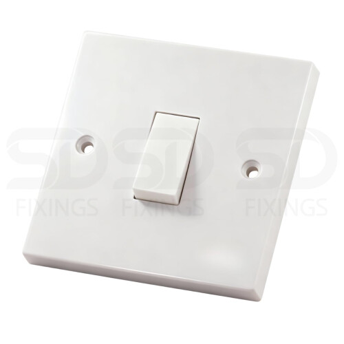 Single Gang Light Switch 1 Gang 2 Way White Plastic 10A 1