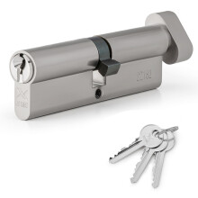 XFORT Chrome 35/35T Thumb Turn Euro Cylinder Lock (70mm), UPVC Door Lock, 6 Pin Cylinder Lock with Key and Thumbturn, PVC Door Lock, Euro Lock Cylind