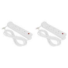 STATUS Multi Plug Extension | 4 Socket Extension Cable | 4m Extension Lead with Neon Indicator| S4W4MS6 (Pack of 2)