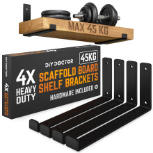 DIY Doctor Heavy Duty Scaffold Board Shelf Brackets Set of 4 235cm Black In