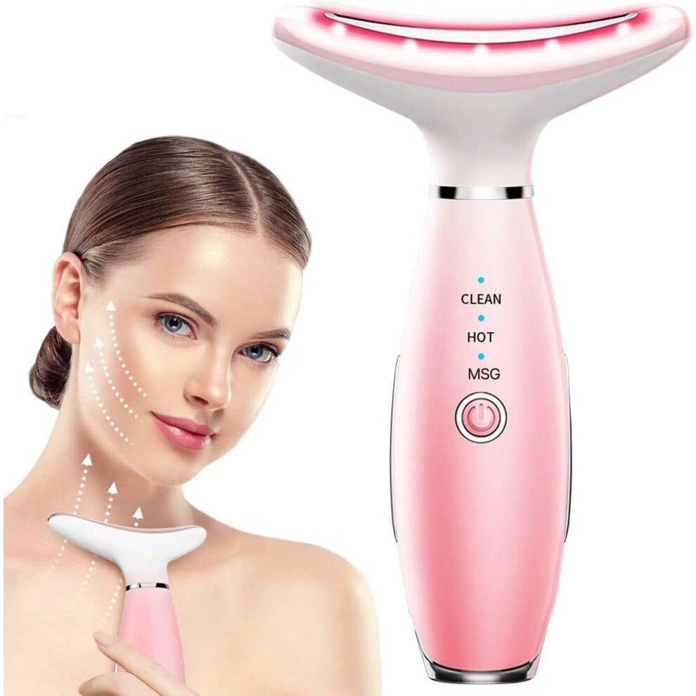 Red/Light Led Face Massager With 7Color Therapy For Face And Neck, Heat And Vibration Antiaging