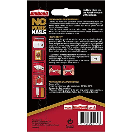 Unibond Unibond No More Nails Permanent Strips, Adhesive S 1