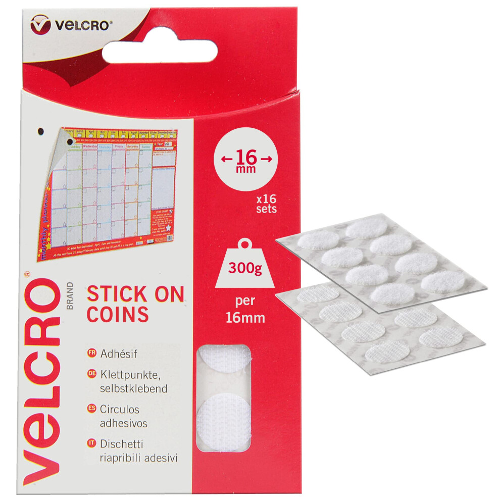 Velcro Brand Stick On Coins Double Sided Hook & Loop Self Adhesive Sticky Coins Perfect For Room Dã©Cor & Home, Office 5051226614972