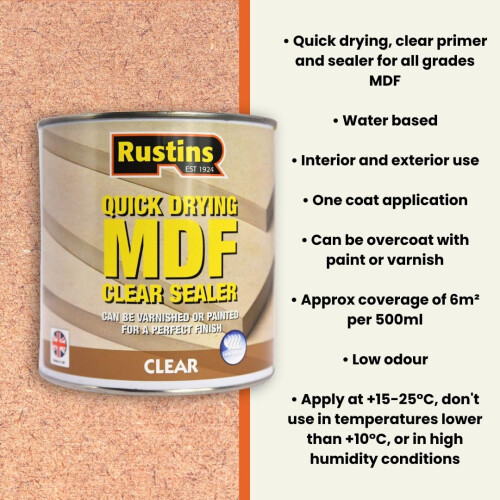 Rustins Rustins Quick Dry MDF Sealer - Professional Sealan 2