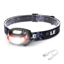 Lepro Head Torch Rechargeable, Super Bright LED Headlamp Waterproof with 5 Lighting Modes, 30H Runtime, Red Warning Lights for Running Hiking Cycling