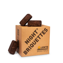 Lekto Woodfuels Night Briquettes - 4 x 20kg (80 Briquettes), Up to 8 Hour Slow Burn | Ideal for Wood Stoves, Log Burners, Sheltered Fire Pits & Chimi