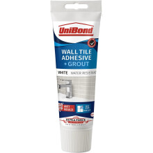 UniBond 2643638 Ultra Force Wall Tile Adhesive and Grout in Easy Apply Tube, 2 in 1 Waterproof Wall Tile Adhesive with Grout for Easy Tiling, White 3