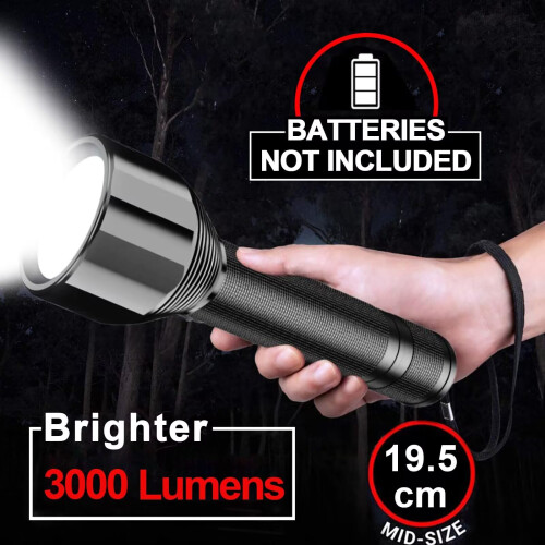 REHKITTZ Torch Led Super Bright 3000 Lumens Long Working Time Camping Adjustable Focus Flashlight with 5 Light Modes 1
