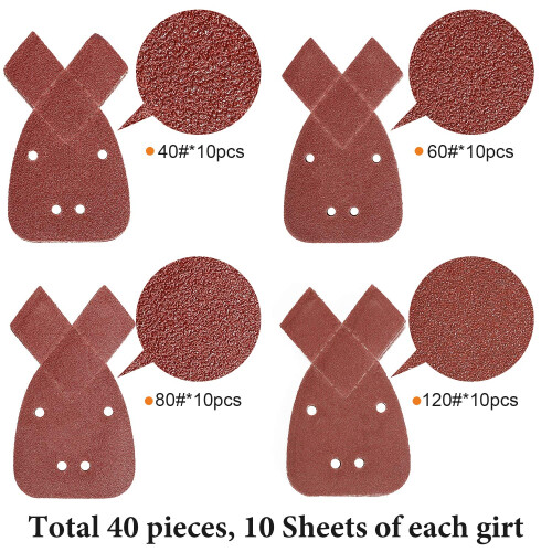 Black Decker Mouse Sanding Discs, 40 Pack Assorted Grit Sandpaper Sheets 2