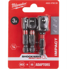 Milwaukee Shockwave Impact Socket Adaptor Set 3pc
