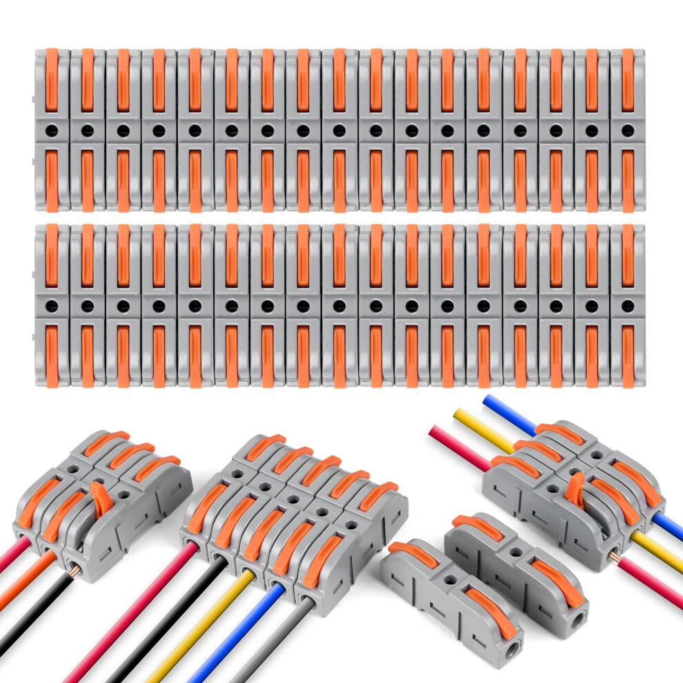Flintronic Wire Connectors, 34Pcs Electrical Connectors Quick Dual Wire Terminal Block, 2 Pin Peel-Free Push-Type Design Connectors, 18-22Awg Wire Qu 5009830316041