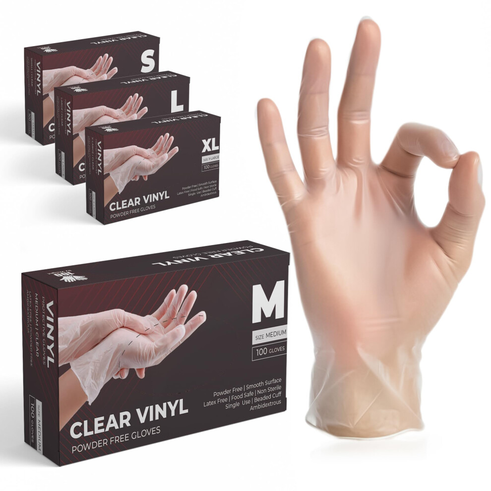 The Real Touch Vinyl Multi-Purpose Gloves, Powder Free, Disposable, Extra Strong - Box Of 100 - Clear 5051226624209