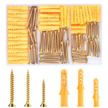 180 Pcs Screws and Wall Plugs Set(90 x Masonry Screw, 90 x Expansion Anchor Bolts), M6 M8 Wall Plugs and Screws