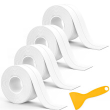 Fixmend Bath Sealant Strip, 4 Rolls Bathroom Sealant Tape Waterproof, Self Adhesive Caulk Strip for Toilet, Kitchen, Bathtub, Sink, Wall Corner