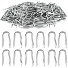200 Pcs Galvanised U Nails, Heavy Duty Fence Staples for Chicken Wire, Mesh Netting, Garden Fencing, Steel Rust-Resistant Fasteners, Secure Woven Wir