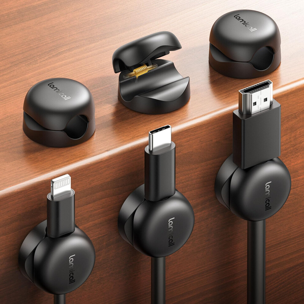 Lamicall [6 Pack] Spring Cable Holder Clips - [20% Smaller Volume] No-Residue Cable Management, Cord Organiser, Desk Tidy 5051226596025