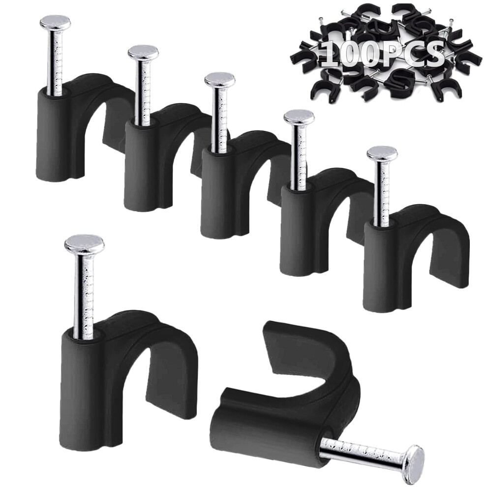 100Pcs Round Cable Clips, 8Mm Electrical Cable Wall Clip Cable Nail Clips Management, Wire Tidy Clips Pins Cable Tacks For Ethernet 5051226997082