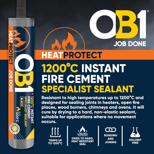 OB1 Black HeatProtect Fire Cement 1200C – High Temperature Heat Resistant Seala 1