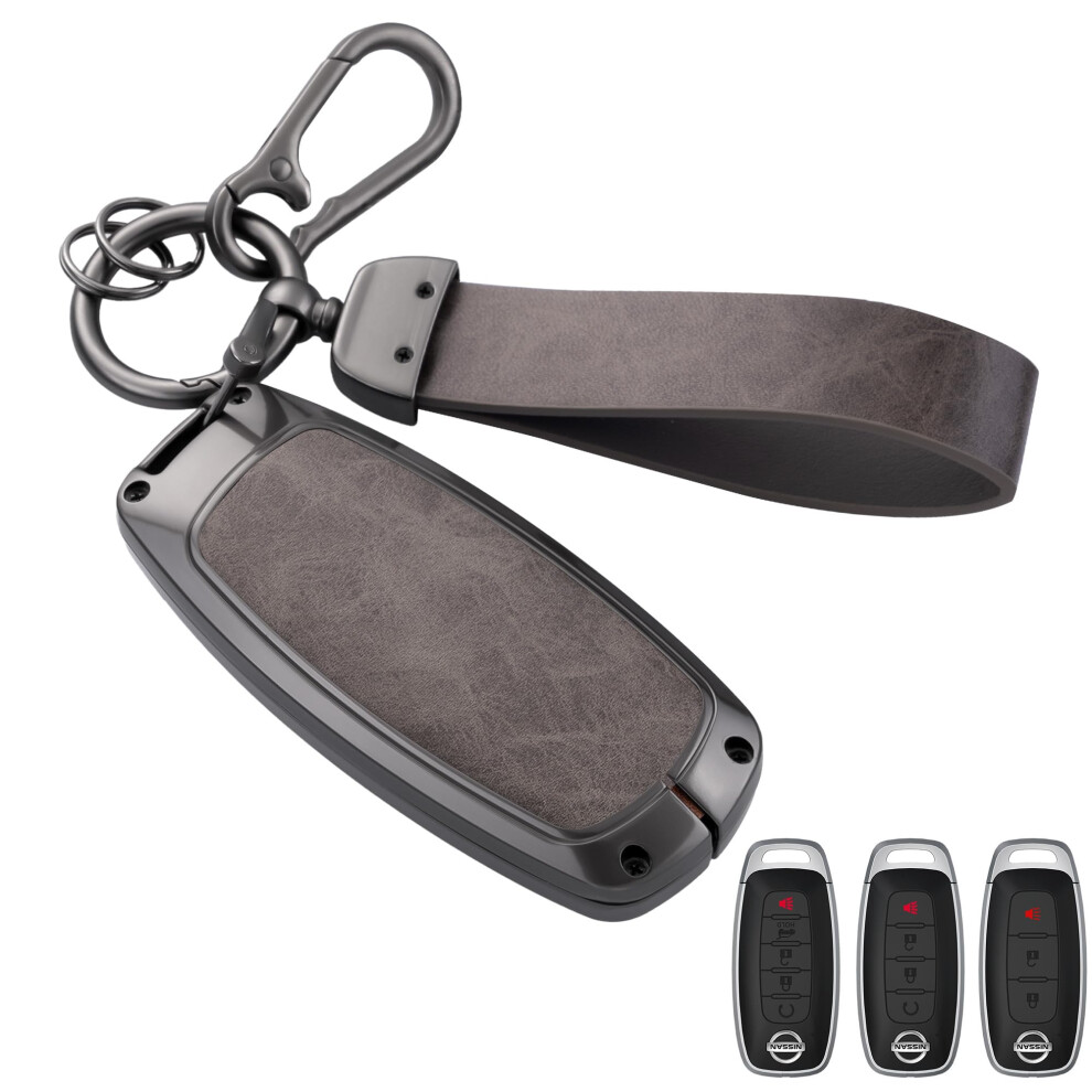 Key Fob Cover With Heavyduty Keychain For Nissan Pathfinder Rogue Sentra Kicks Versa Gray 9455672930895