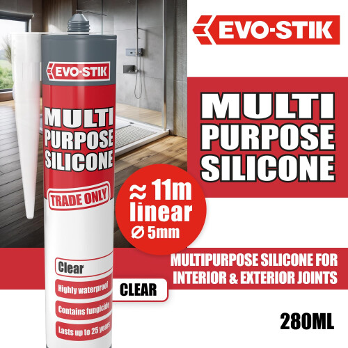 EVO-STIK Multipurpose Silicone Sealant Clear - Wat 1