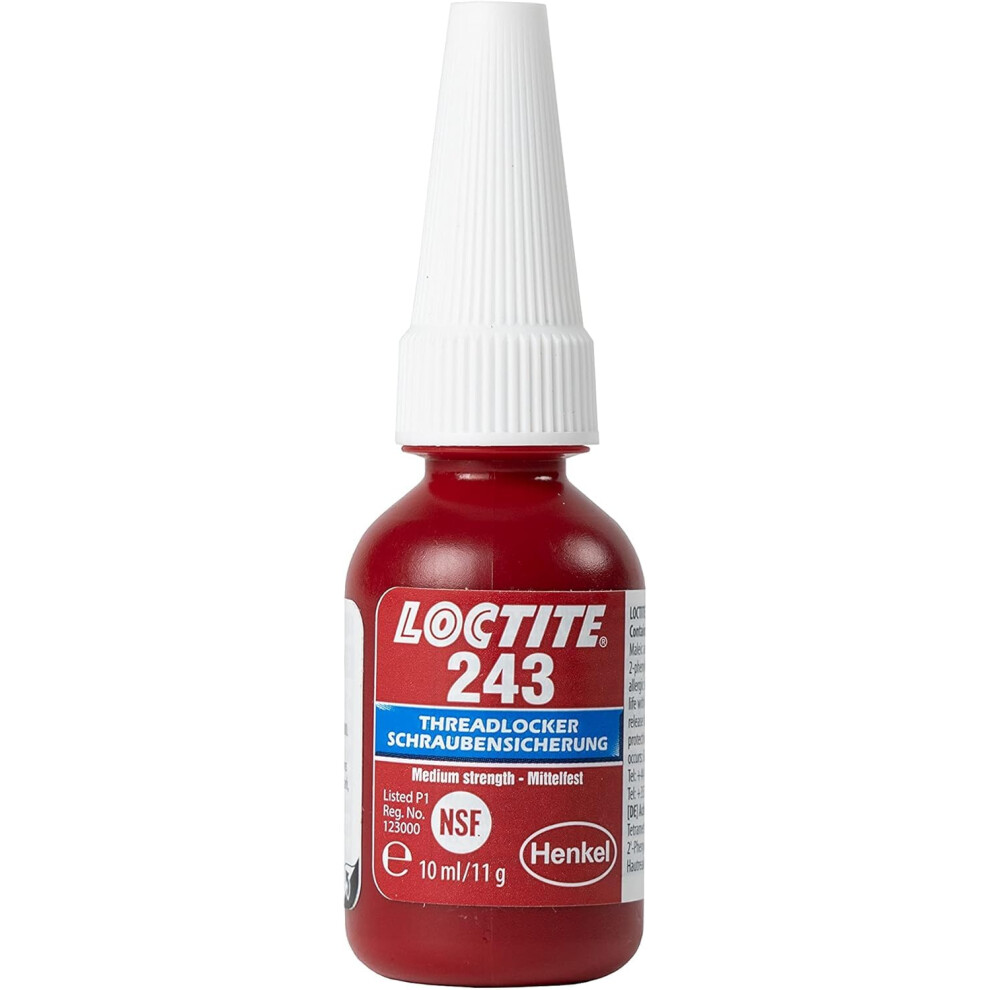 Loctite 243 Threadlocker, Universal Adhesive For Securing Screws, Medium-Strength Thread Lock For Metal Threads, Liquid Glue For Use On Pumps