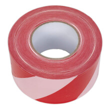Sealey Btrw Hazard Warning Barrier Tape 80Mm X 100Mtr RedWhite NonAdhe