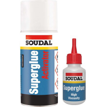 Soudal HIGH Viscosity SUPERGLUE 50g + ACTIVATOR 200ml Bonding MITRE Kit
