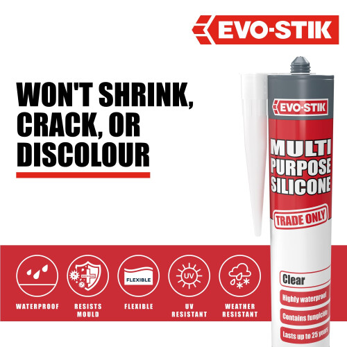 EVO-STIK Multipurpose Silicone Sealant Clear - Wat 2