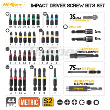 HiSpec 44pc Impact Drill Driver Screw Bit Set with Popular PZ PH Size