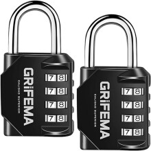 GRIFEMA GA1001 Combination Padlock, 4 Digit Coded Zinc Alloy Heavy Duty Locker Lock 2 Pack Weatherproof Padlock for School & Gym Locker,Fence, Garage