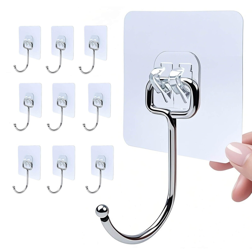Zesc-Im 10Pcs Self Adhesive Hooks, Upgraded 35 Lb/15Kg (Max) Strong Sticky Hooks 5009398319133