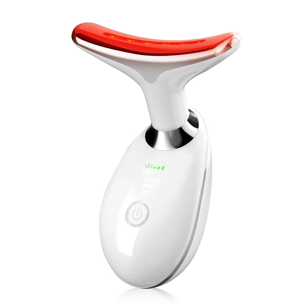 White Electric Face And Neck Massager With 3 Modes Vibration For Double Chin And Wrinkle Reduction