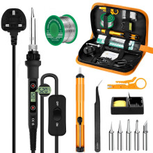 Soldering Iron Kit 80W LCD Adjustable Temperature 180-520C, 13 in 1 Electric Soldering Iron Kit Welding Tool, Solder Wire, 5 Soldering Tips, Desolde