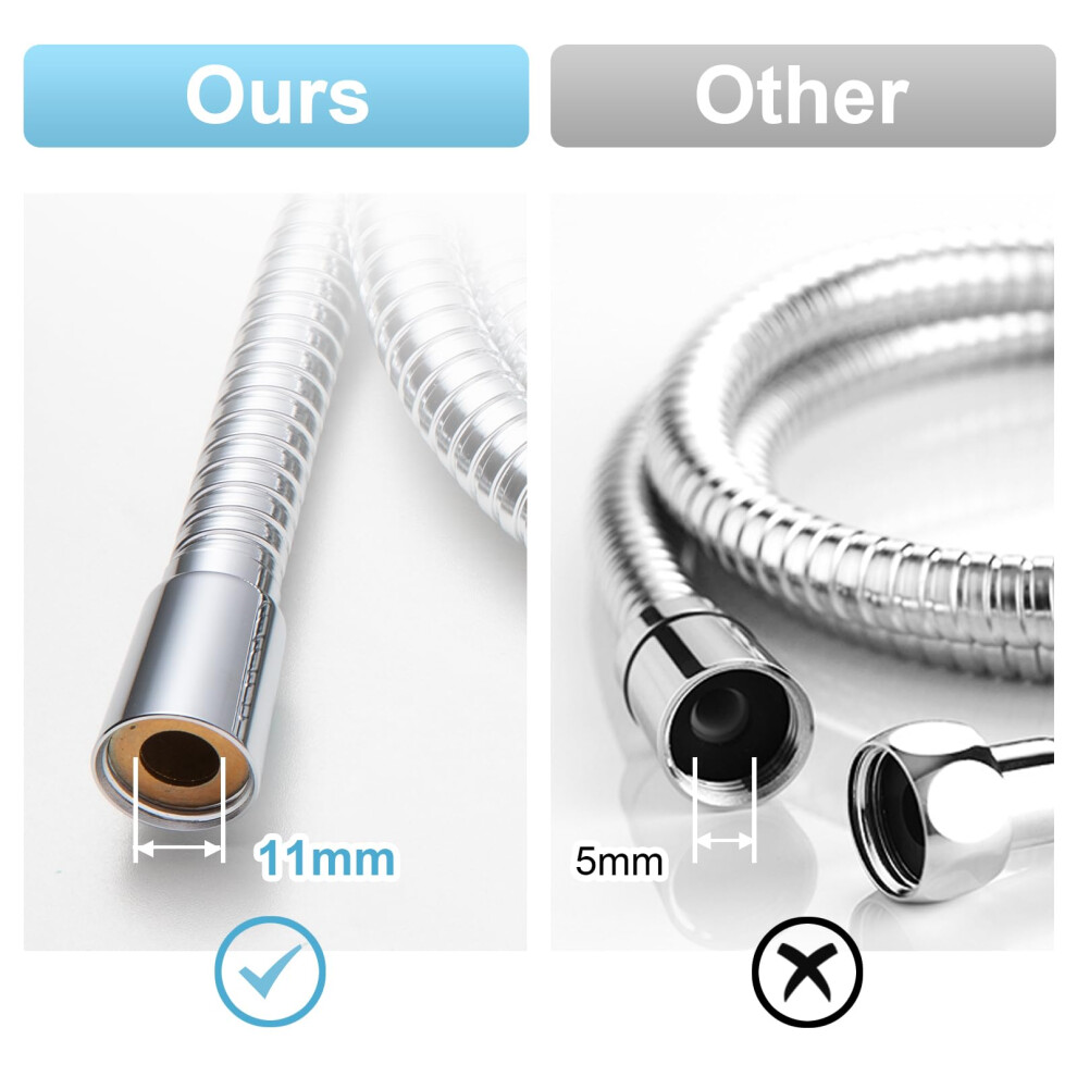 Offo Large Bore Shower Hose 3M 11Mm Bore Highflow Antikink Shower Hose 5001874982299