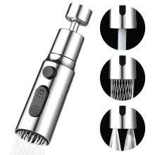 OSDUE Kitchen Tap Spray Head, 360 Swivel Spout, Tap Faucet Attachment Spray with 3 Functions Modes, Replacement Tap Bubbler Head Aerator(Silvery)