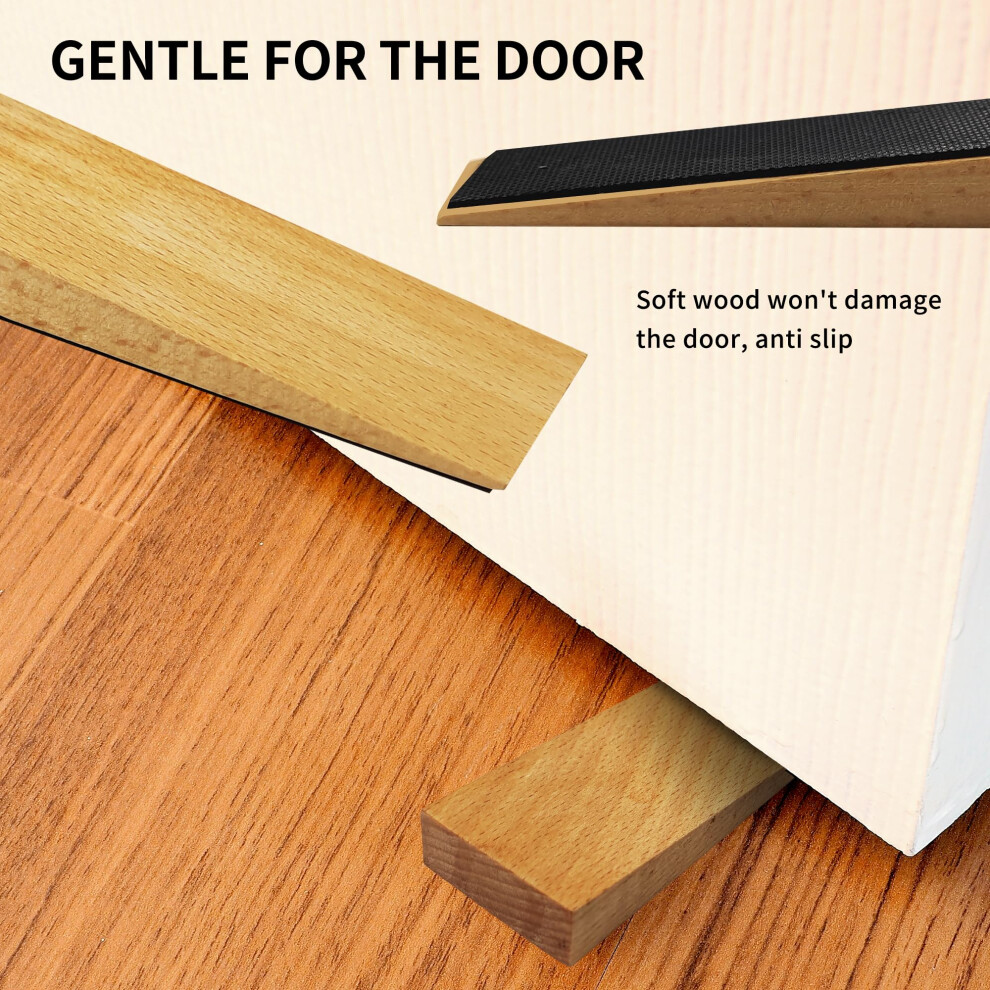 2 Pack Wooden Door Stop Nonslip Door Stoppers For Floor Door Wedges 5006350300956