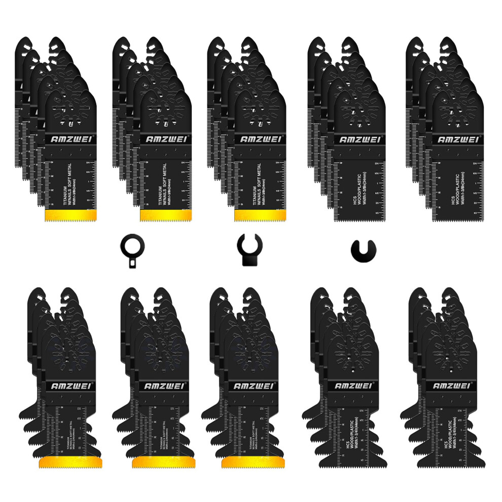 50Pcs Titanium Multi Tool Blades,Universal Oscillating Multitool Blades For Wood Plastics Metal Cutting,Quick Release Oscillating Tool Accessories Co 6958869390104
