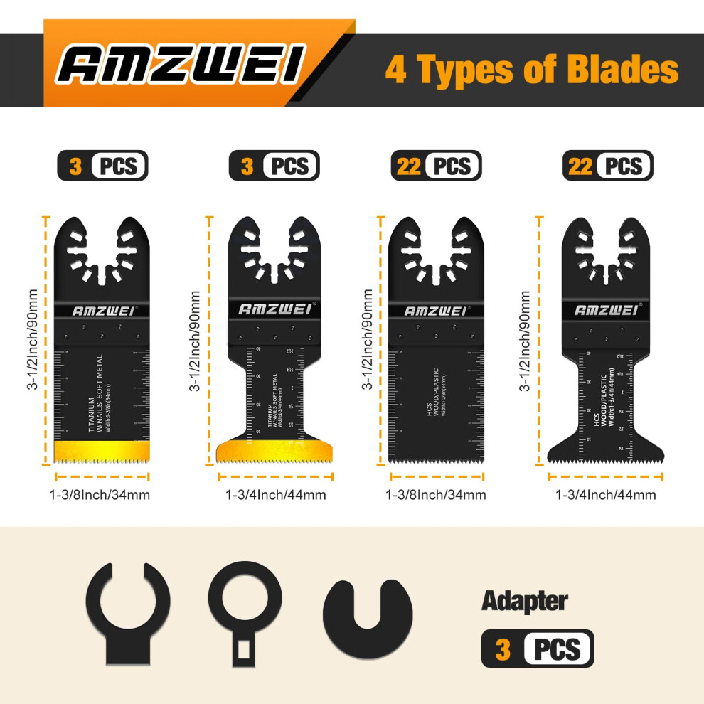 50Pcs Titanium Multi Tool Bladesuniversal Oscillating Multitool Blades 5006199429665