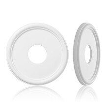 White PU Ceiling Medallion 13 Inch for Light Fixtures and Fans, Covers Imperfections, 2 Pack