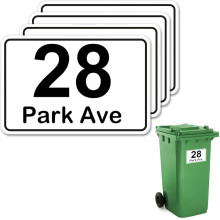 4 x Personalised Wheelie Bin Dustbin Sticker with House Number and Street N