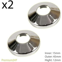 6 x Radiator Pipe Sleeve Covers and Pipe Collars in Chrome Effect 15mm x 200mm