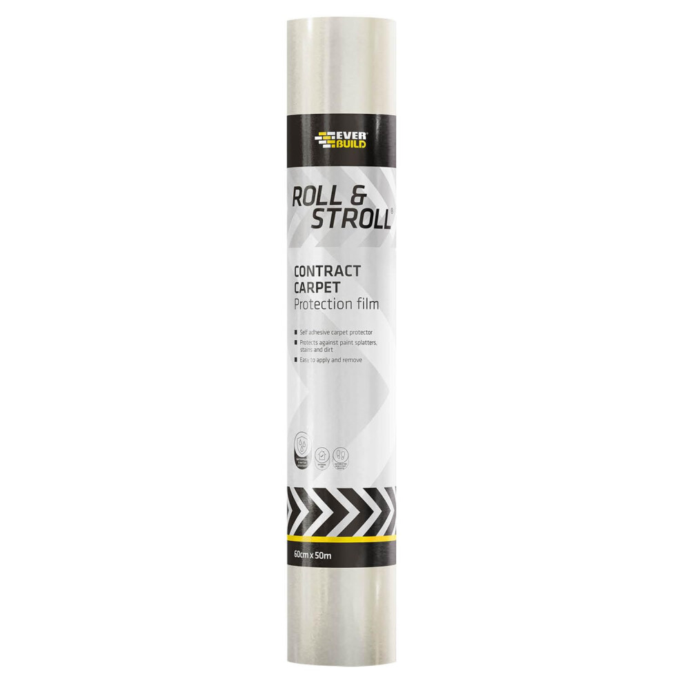 Everbuild Roll And Stroll Contract Carpet Protector Â Self-Adhesive Â Easy To Roll Â Totally Waterproof Â Clear Â 600Mm X 50M Roll 3584229775927