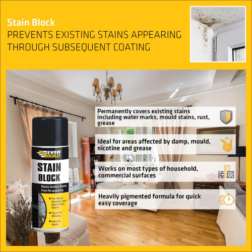Everbuild Everbuild Stain Block – Highly Pigmented – Easy to Use – White – 400ml 2