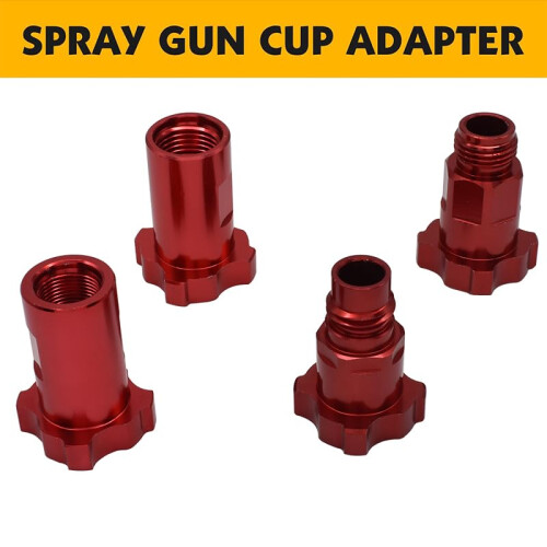 Paint Spray Gun Adapter with Quick Threaded Installation, Universal Connector for Disposable Cups M16x1.5 Red 1