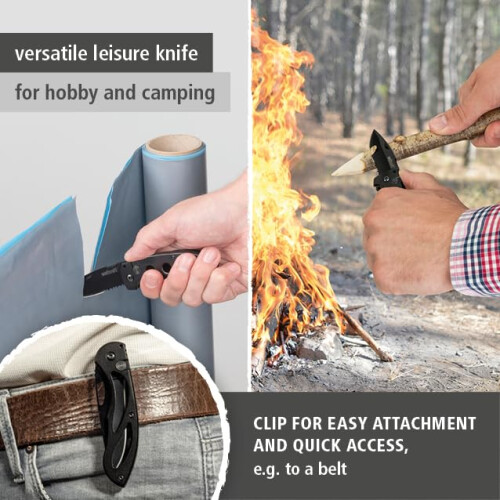 wolfcraft Wolfcraft Folding Knife with 75 mm Serrated Blade and Safety Lock 1