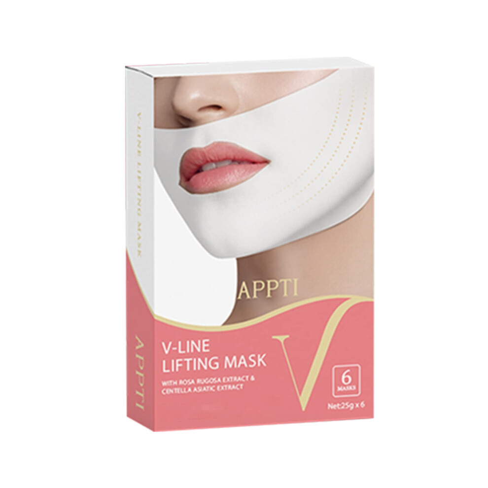 V Line Lifting Mask 6 Pack, Hydrogel Face Slimming Mask for Double Chin Reducer and Jawline Lift