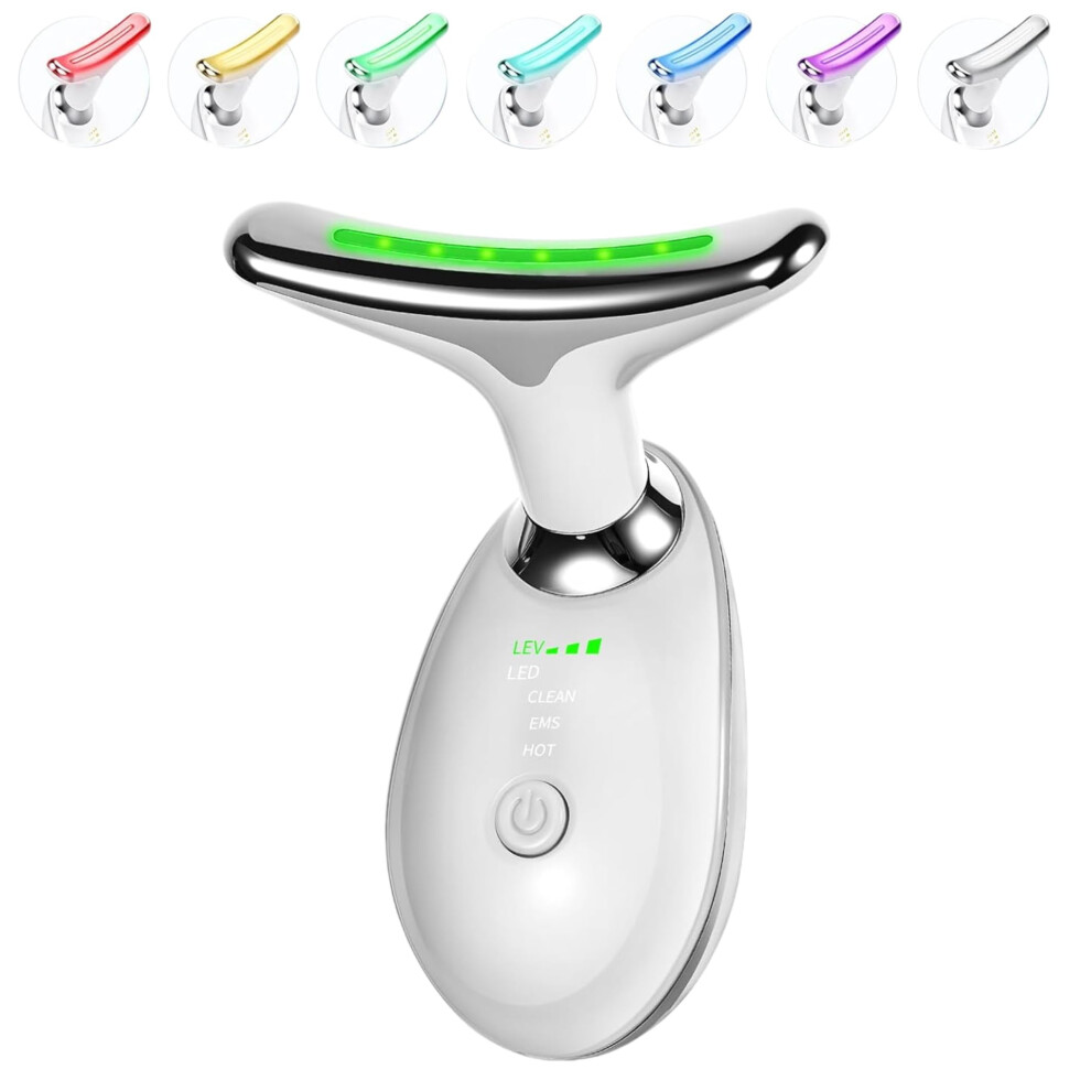 LED Face Massager with 7Color LED Therapy, Adjustable Intensity Neck and Face Beauty Device