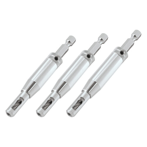 Trend Trend 3-Piece Quick Release Drill Bit Guide Set, 1/4 Inch Hex Shank, HSS Drill Bits, Hinge & Lock Applications, QR/DBG/SET